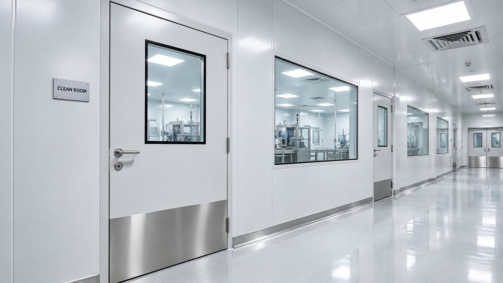 Clean room door for controlled environment