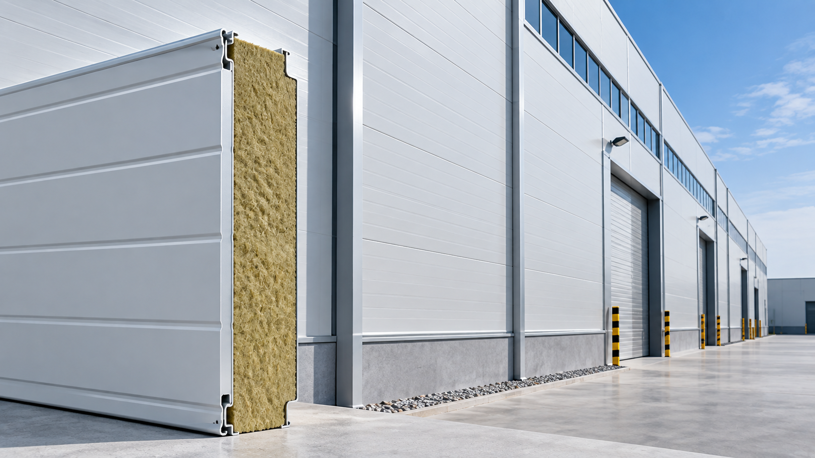Rockwool wall panels for industrial buildings