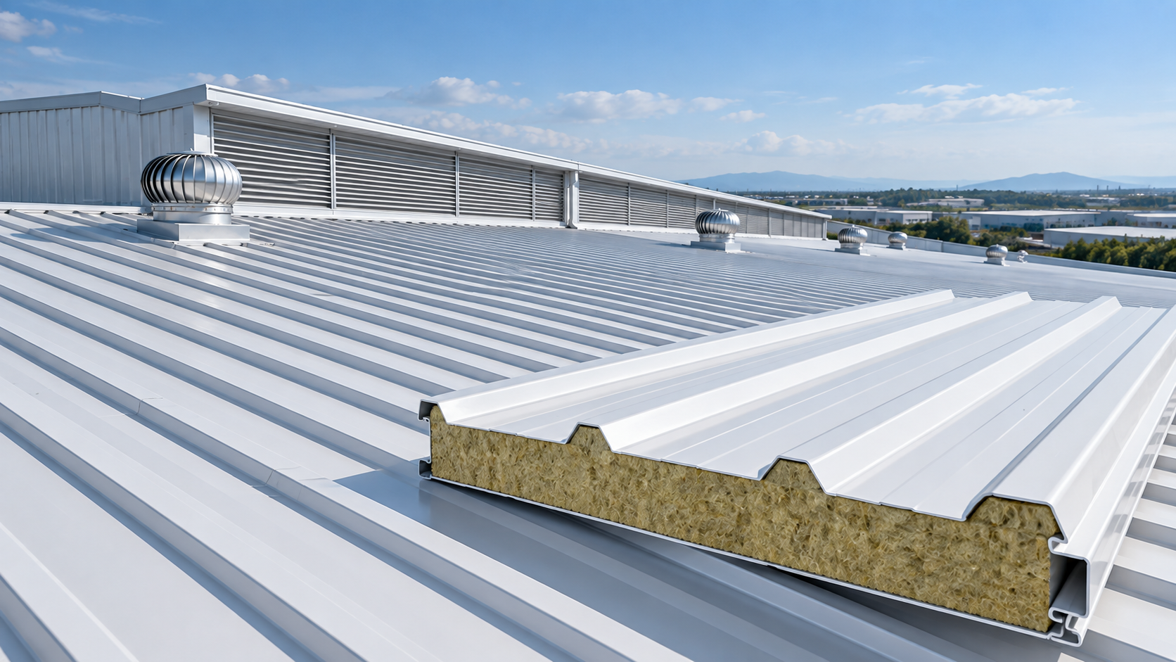 Rockwool roof panels for industrial buildings